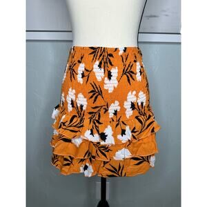 OLIVACEOUS Smocked Tropical Mini Skirt